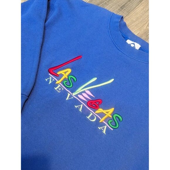 Vintage Las Vegas Nevada Sweatshirt Medium Crewneck‎ Gambling Tourist USA 90s - Picture 4 of 12